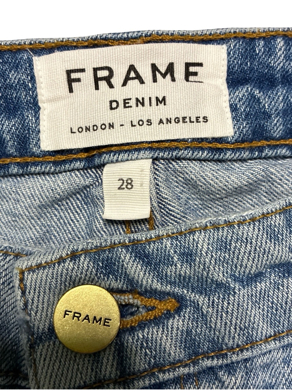 FRAME Denim Long Cutoff Jorts Light Wash Frayed Hem Low Rise Size 28 Distressed - Picture 3 of 6